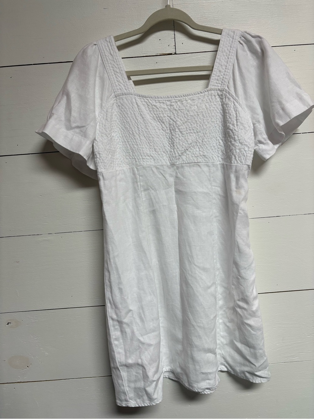 Madewell Alexi White Linen Open Back Mini Dress Size 6